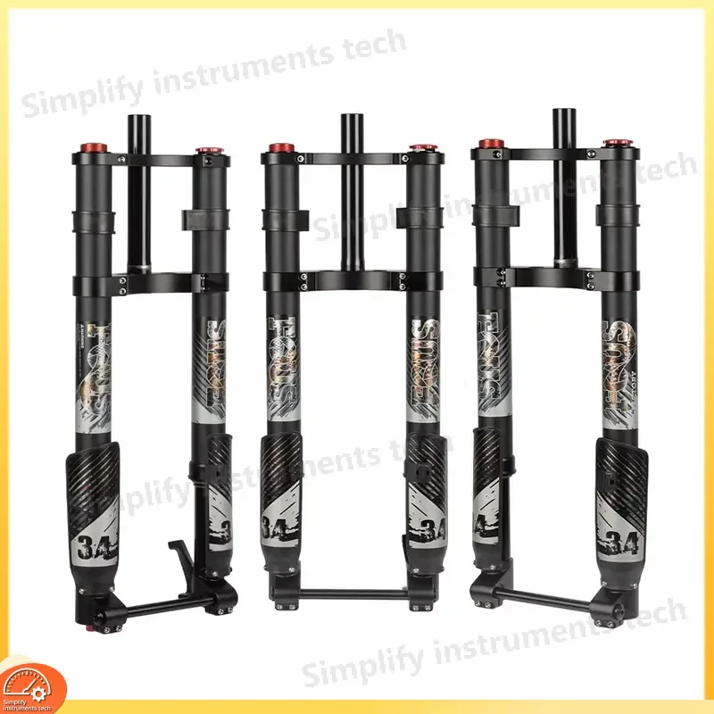 20 Inch Pneumatic Shock Inverted Fork Double Crown Suspension for 4.0 Fat Tire Bicycle E Bike MTB Front Fork