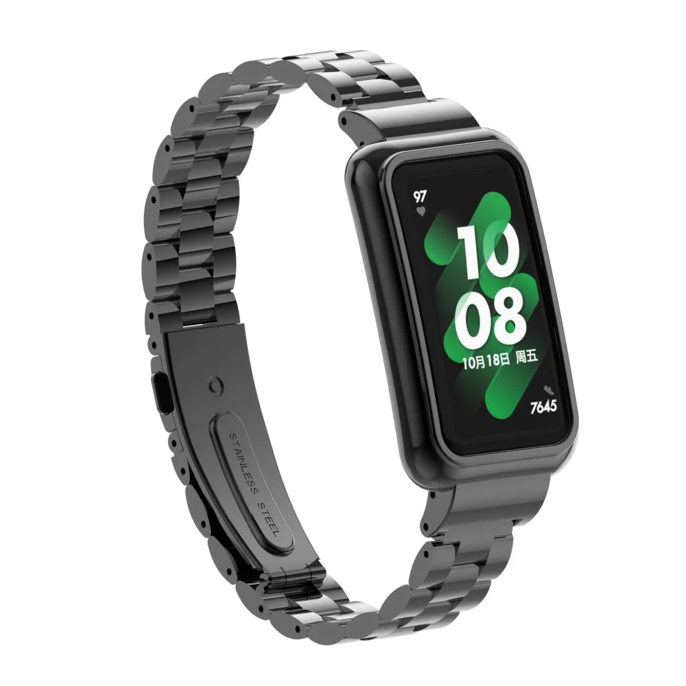 Pulseira de metal + protetor de capa para huawei band 9 8 7 6 pulseira de aço inoxidável para huawei band 7 6 capa protetora quadro escudo