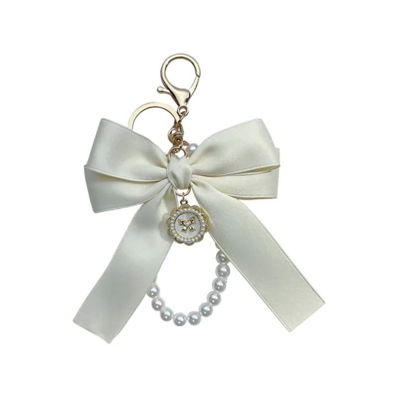 Creative Bow, Pearl Chain Keychain, Women's Fashion Bag Pendant, Car Keychain, Personalized Ribbon Necktie image 5