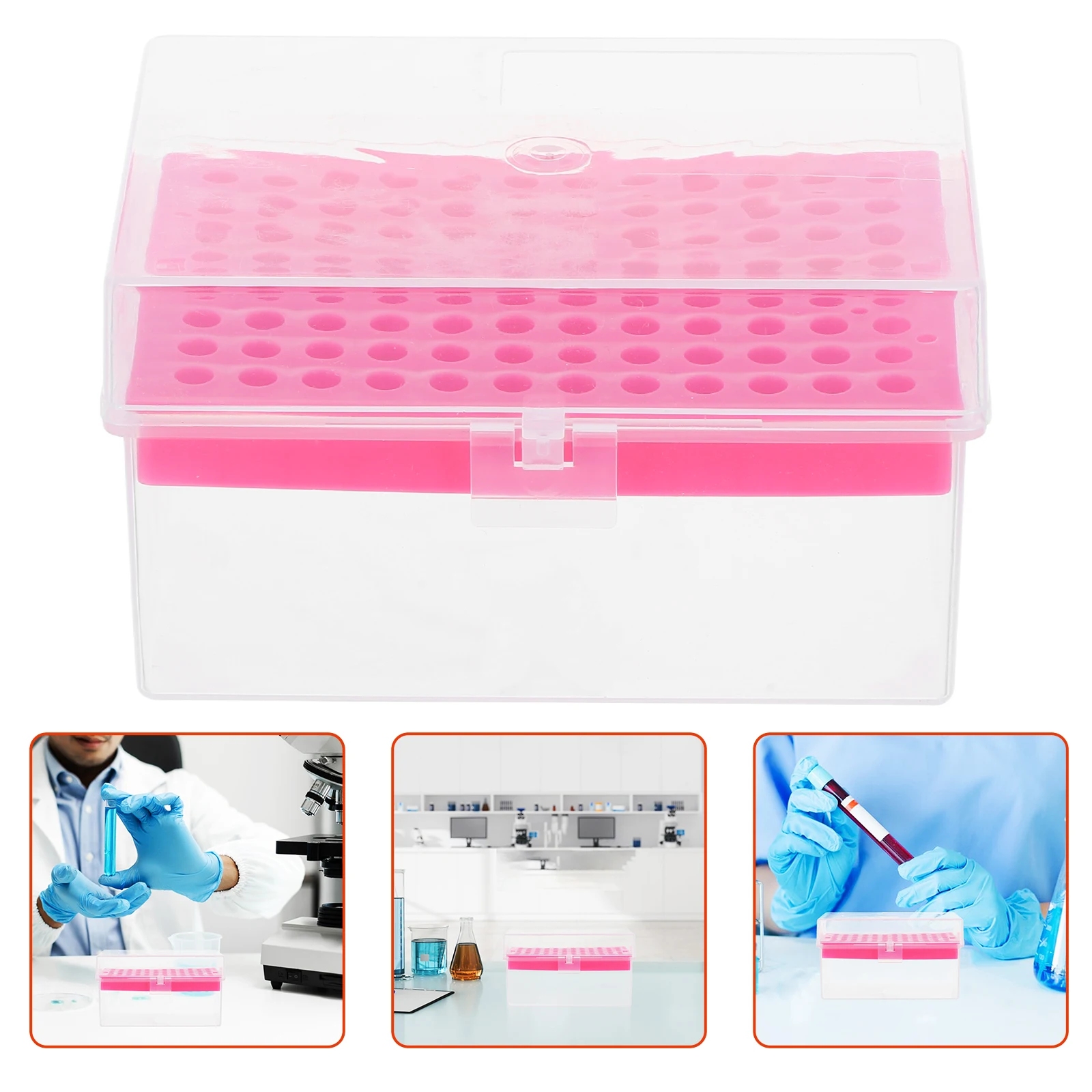 

Plastic Pipette Tip Holder 96 Well Transparent Lid Multicompartment Storage Supplies Space Saving Organized Container