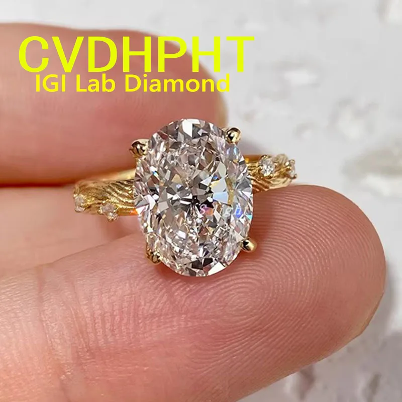 

Роскошное кольцо из настоящего твердого желтого золота 14 карат, выращенное в лаборатории кольцо с бриллиантом IGI овальной огранки D VS1, свадебное обручальное кольцо