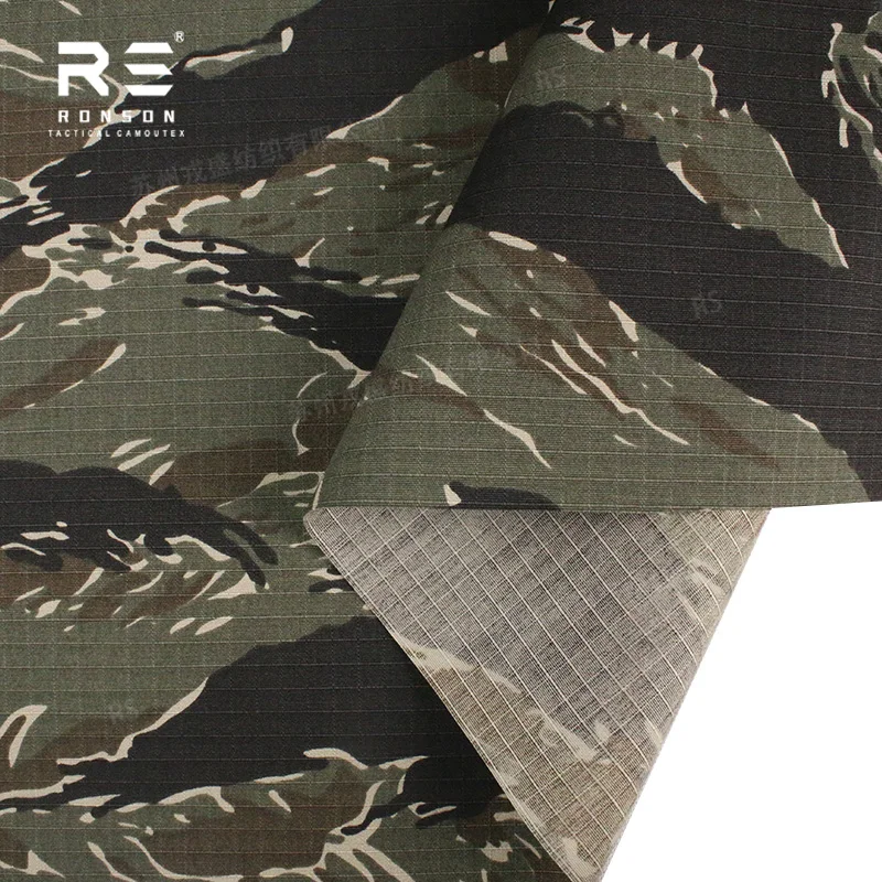 Tiger Stripe Black Camouflage TC 65/35 Polyester 65% Cotton 35% Rip-Stop Fabric Durable for Tactical Gear Uniforms and Outdoor