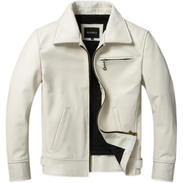 Fashion Off White Cow Leather Jacket for Men Slim Fit Men Leather Jacket Genuine Cowhide Coat Spring Autumn Male Clothes AliExpress