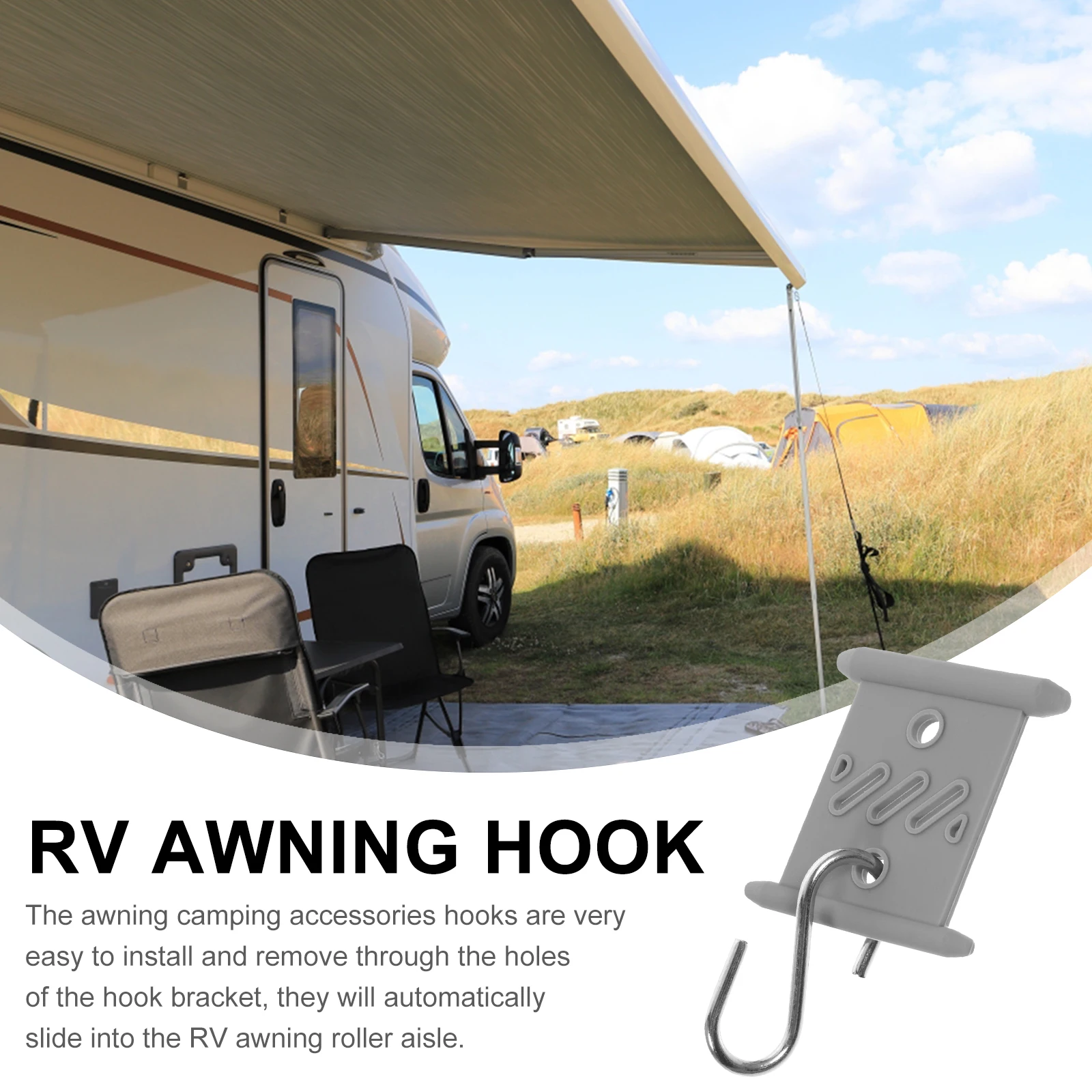 

5pcs Awning Hooks Rubber Iron Strong Durable Easy Install Remove Suitable RVs Camping Accessories Hanger Storage Solution