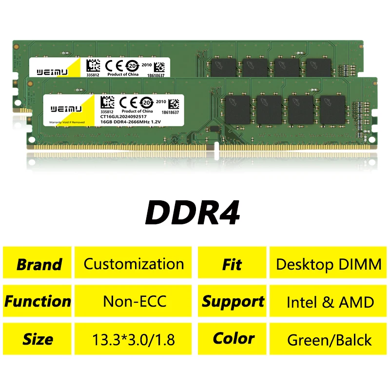 Wholesale 10Pcs DDR4 4GB 8GB 16G Desktop Memories Ram PC4 2133 2400 2666 3200Mhz 288Pins 1.2v Computer DIMM Memory Memoria RAM