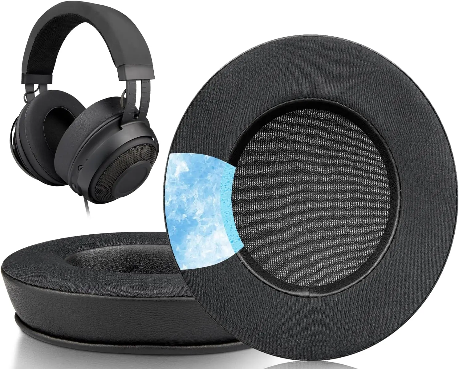 Almohadillas de Repuesto con Gel Refrigerante para Auriculares Kraken X, Compatibles con Razer Kraken 2019/Tournament Edition/Ultimate/Kitty, Almohadillas para Nari