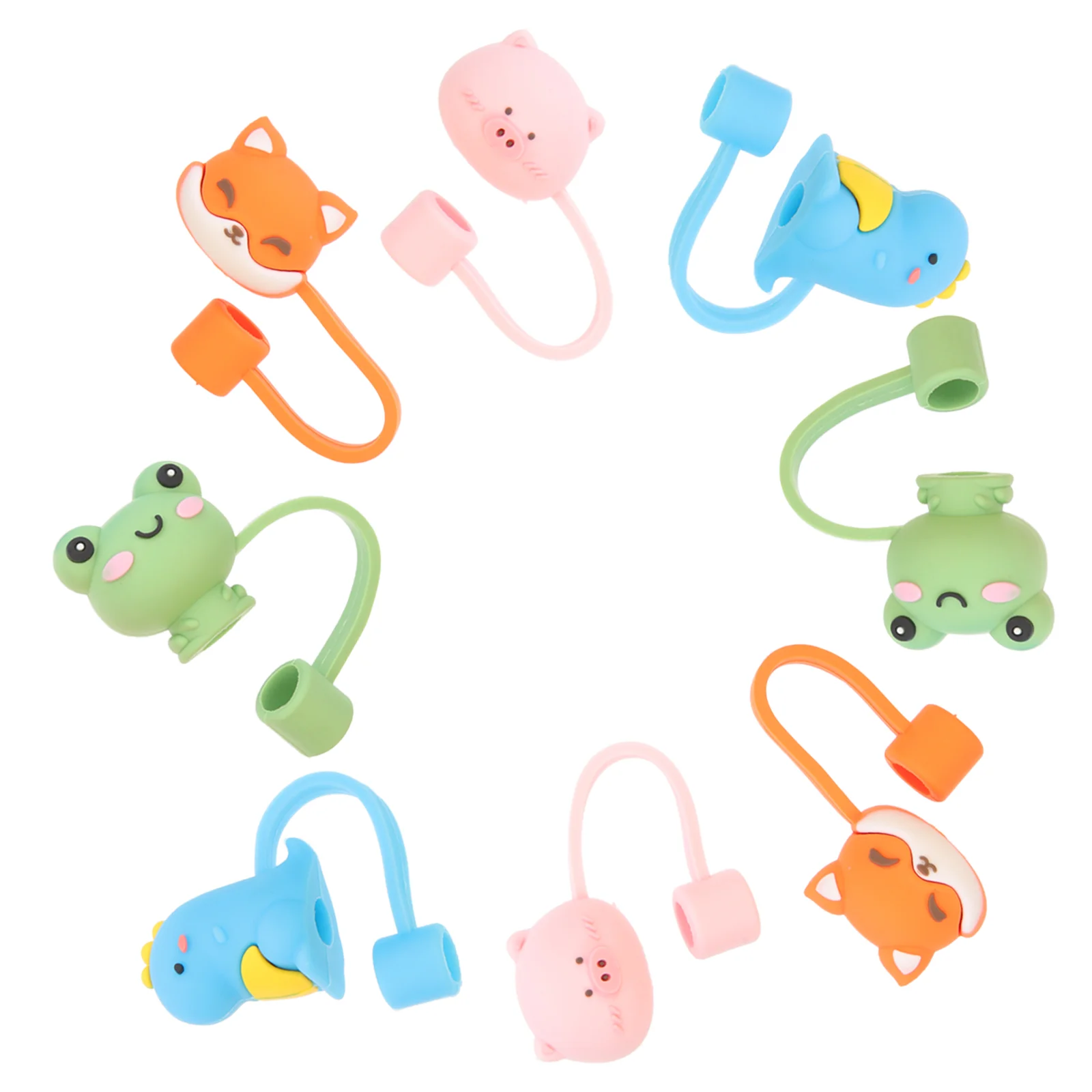 8 Pcs Suckers Silicone Straw Top Cap Covers Suction Cups Tips Protector Hat Cute Topper