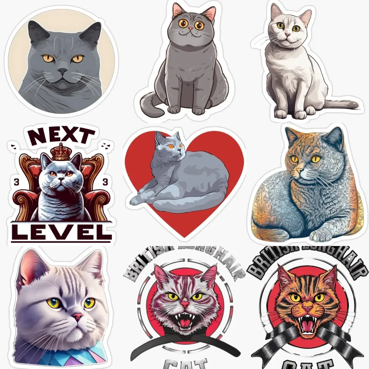 

Cute British Shorthair Cat Pets PVC Personalized Sticker Decorate for Car Fridge Van Door Wall Window Helmet Decal Accessories