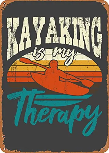 Kayaking is My Therapy Vintage Look Metal Sign Patent Art Prints Retro Gift 8x12 Inch