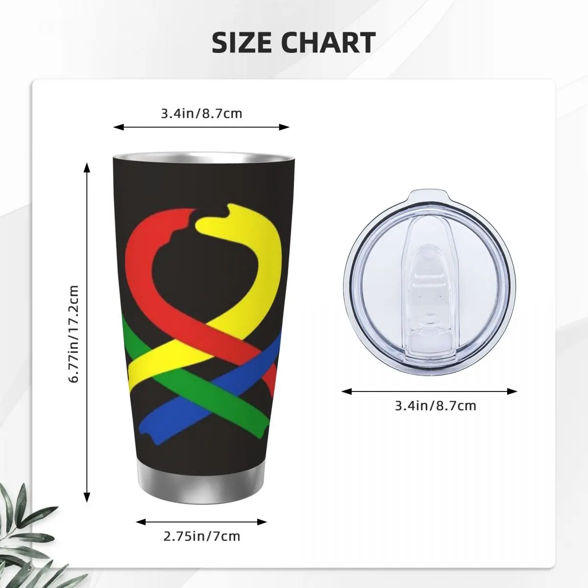 United Colors Of Benetton Stainless Steel Tumbler Vacuum Insulated Mugs Thermal Cold Cups Straws With Lid 20oz view 2