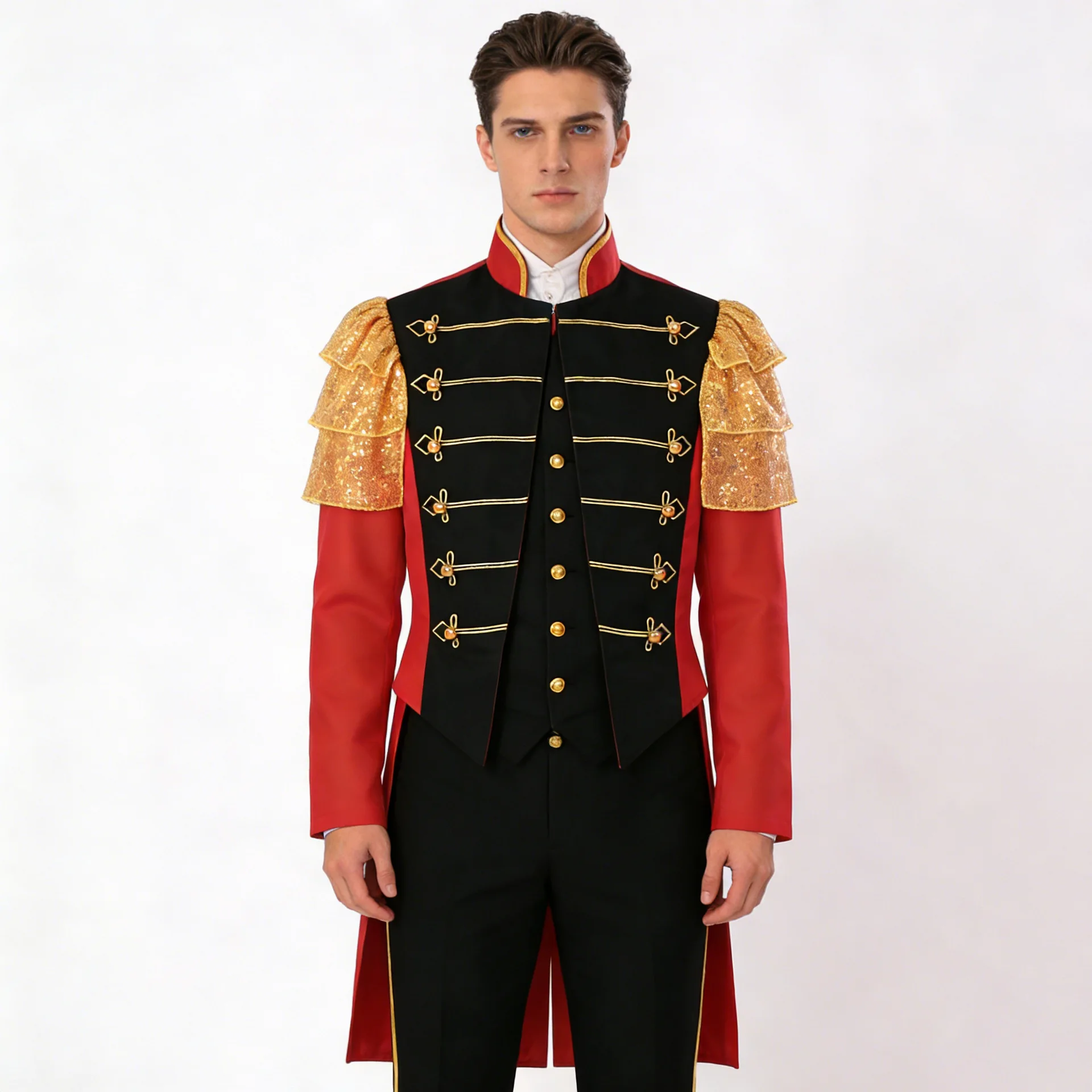 

Medieval Clothing Men's Retro Stand Up Collar Performance Suit Prince Cosplay Gentleman Formal Ball Gown
