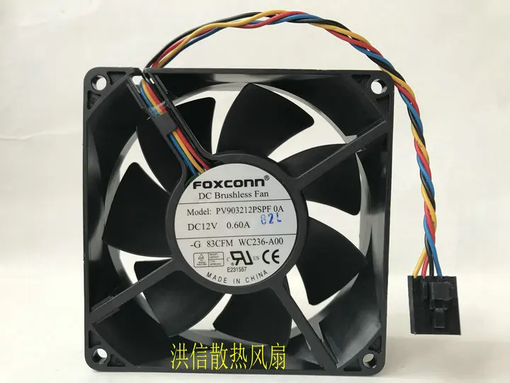 FOXCONN PV903212PSPF 0A DC 12V 0.60A 90x90x32mm 4-Wire Server Cooling Fan