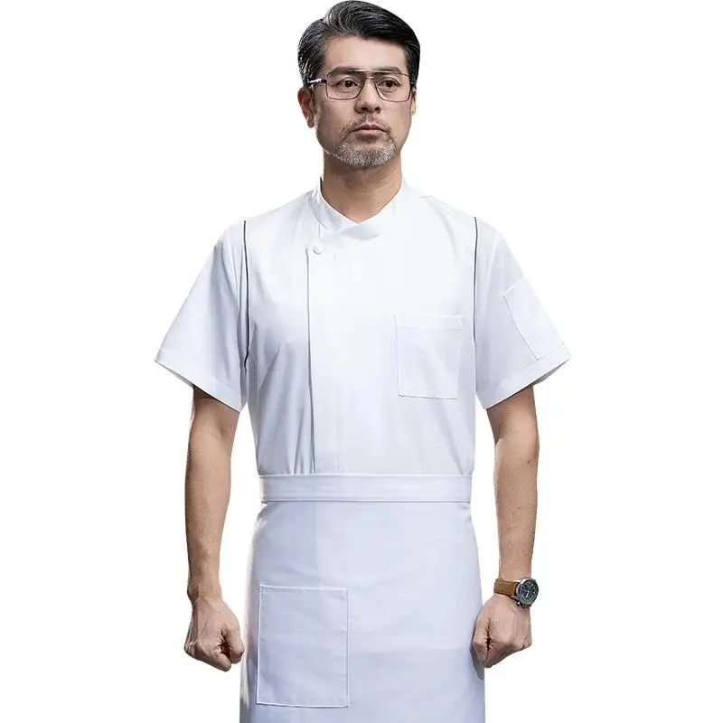 カスタムシェフジャケット制服シャツロゴ入りパーソナライズデザインパターンdiyメンズキッチン半袖作業服コックコート
