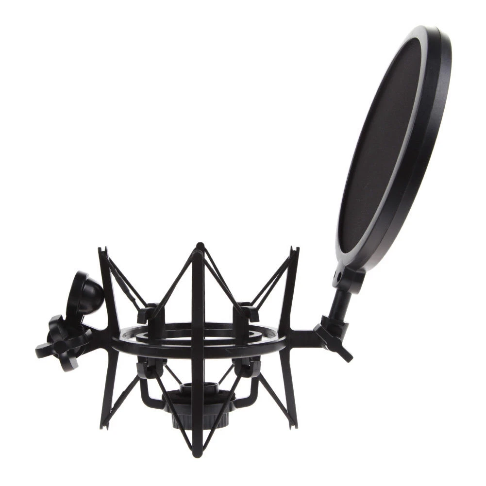 ABZZ-2X Professional Microphone Mic Shock Mount With Shield Articulating Head Holder Stand Bracket For Studio Broadcast