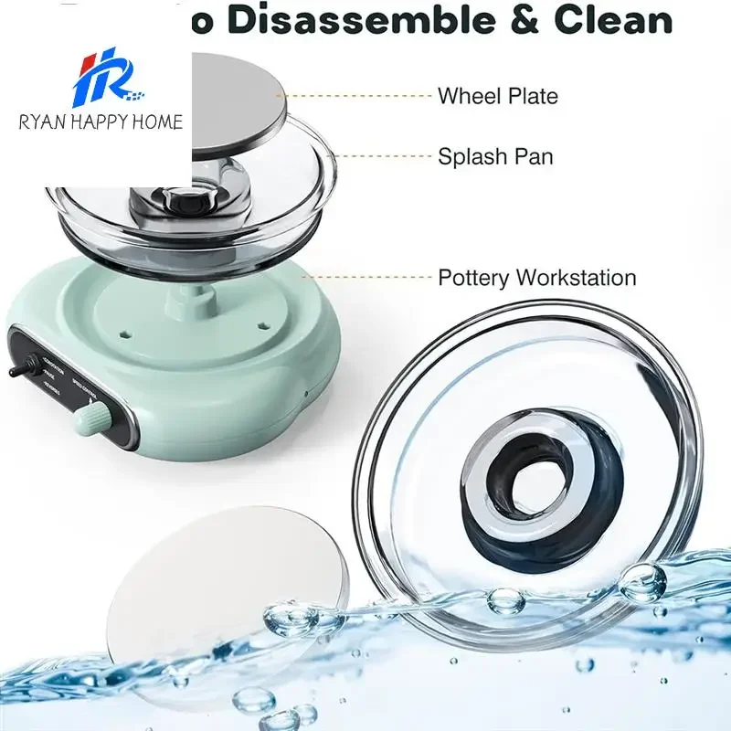 

Mini Pottery Wheel Kit - Turntable Electric Clay Wheel With Foot Pedal, Adjustable Speed Making Machine EU Plug