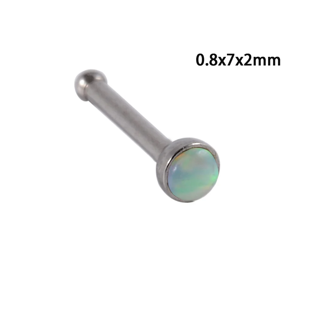 1PC Surgical Steel Opal Nose Bone Ring Crystal Heart Star Round Top Screw Nose Piercing Retainer Holder Nazir Stud Body Jewelry