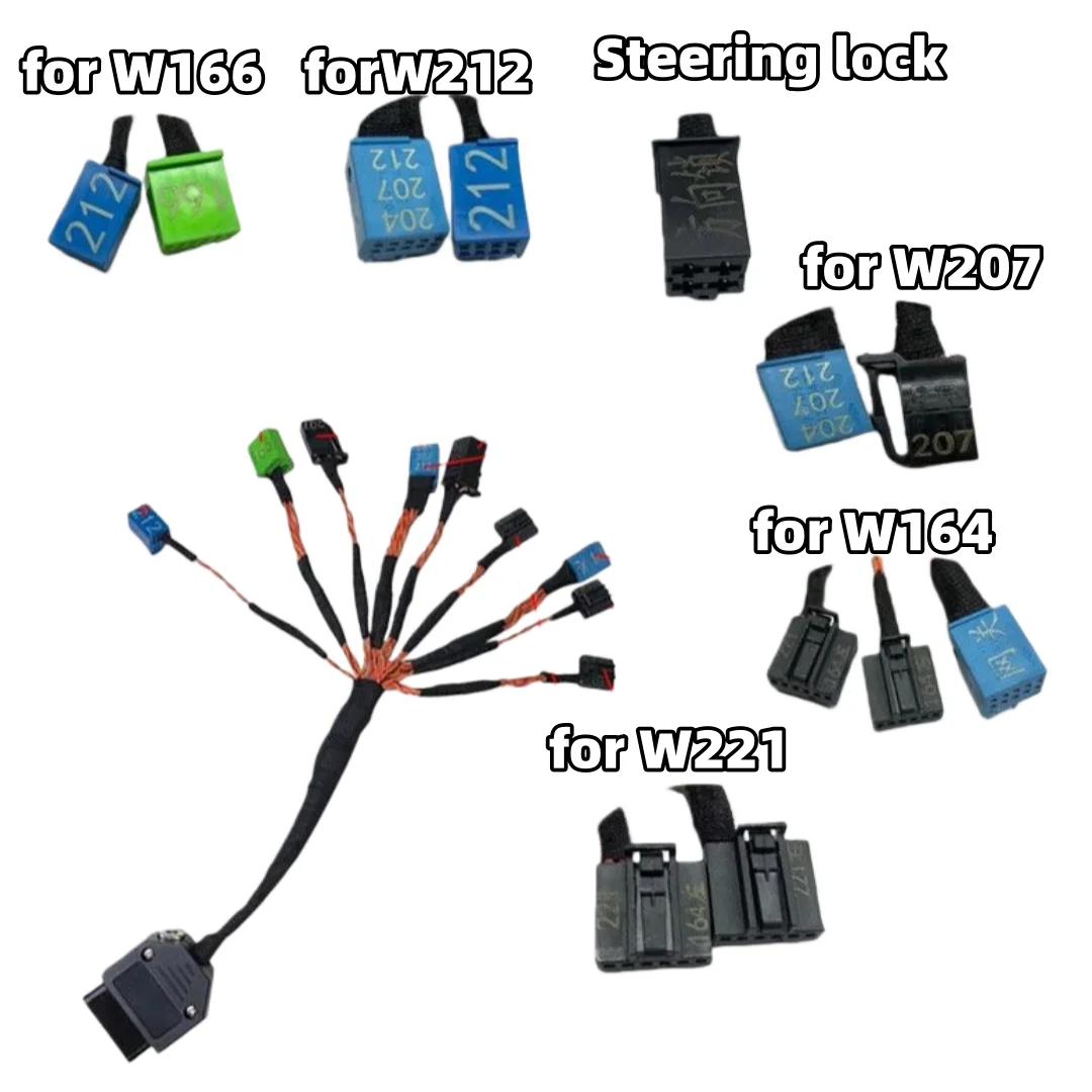 Fits for Mercedes-Benz 9-in-1 key matching and steering lock repair wiring harness ELV lock test platform wiring harness