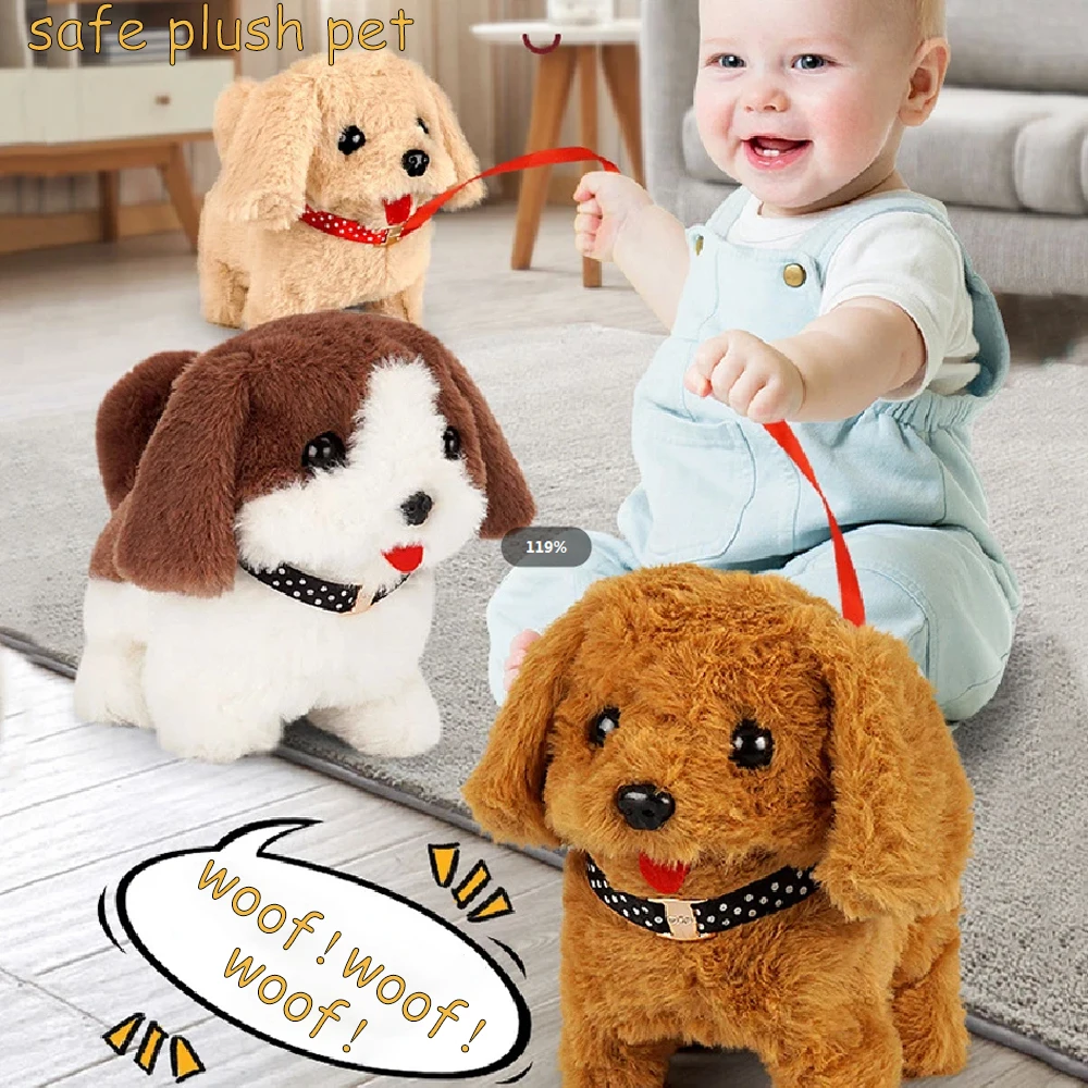 Simulation Electronic Pet Dog Plush Toy Bomei Husky Bichon Stuffed Animal Toy Mobile Tail Wagging Cute Puppy Doll Gift for Kids