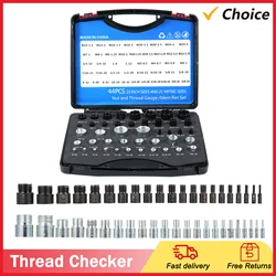 Nut and Bolt Thread Checker 44 Pcs Nut and Bolt Gauges,26Pcs Male/Female Gauge Individually Housed in Case (23 Inch & 21 Metric)