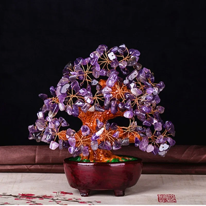 Natural amethyst fortune tree decoration living room television cabinet home decoration crafts gifts desk decoration Wedding