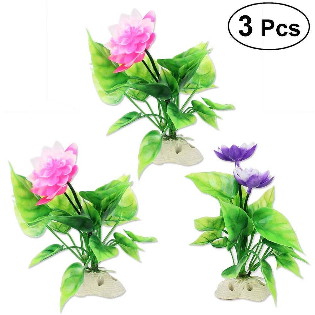

3Pcs Artificial Lotus Water Lily Aquarium Plant Lifelike Fish Tank Decoration Plastic Ornament Aquarium Plants Plastic