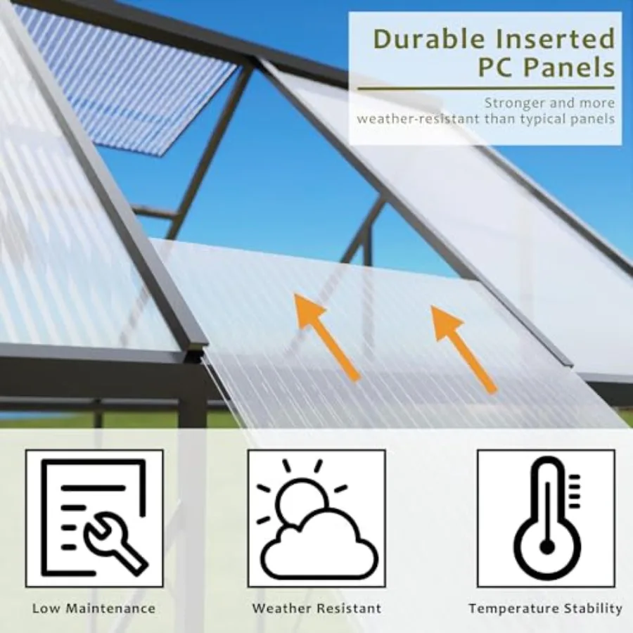 6 x 4 FT Polycarbonate Greenhouse, Winter Greenhouses for Outdoors, Outdoor Greenhouse with Roof Air Vent, Heavy Duty Walk-in A