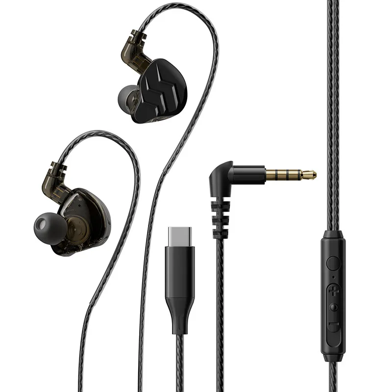 Auriculares con cable tipo C/3,5mm, auriculares manos libres con micrófono, auriculares intrauditivos estéreo HiFi para jugadores, auriculares intrauditivos para teléfono inteligente
