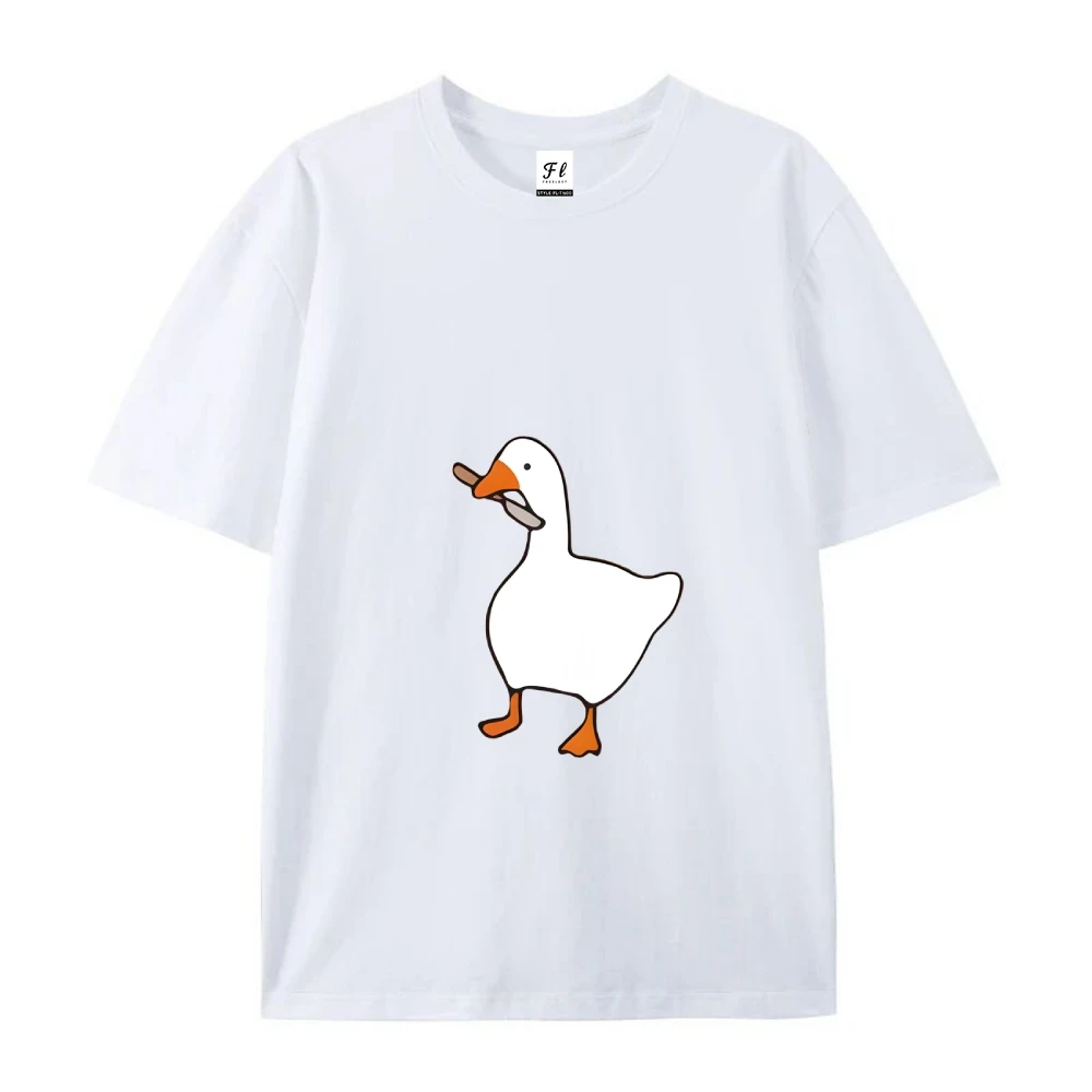 Śmieszna koszulka bawełniana z grafiką głupiej gęsi zabójcy, modna, wygodna, w stylu vintage retro Y2K, top na lato.