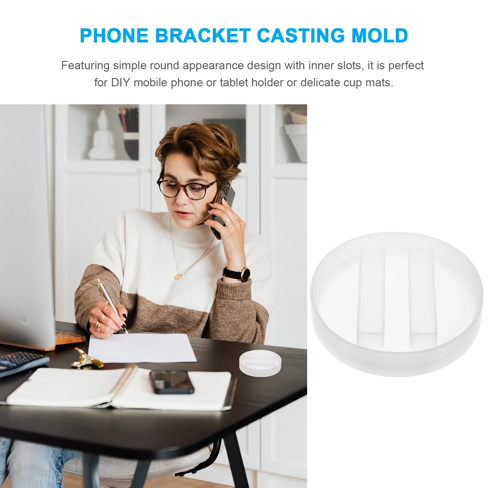 Mobile Phone Holder Mold Silicone Round Coaster Practical DIY Mould Bracket Casting Storage Making Tablet