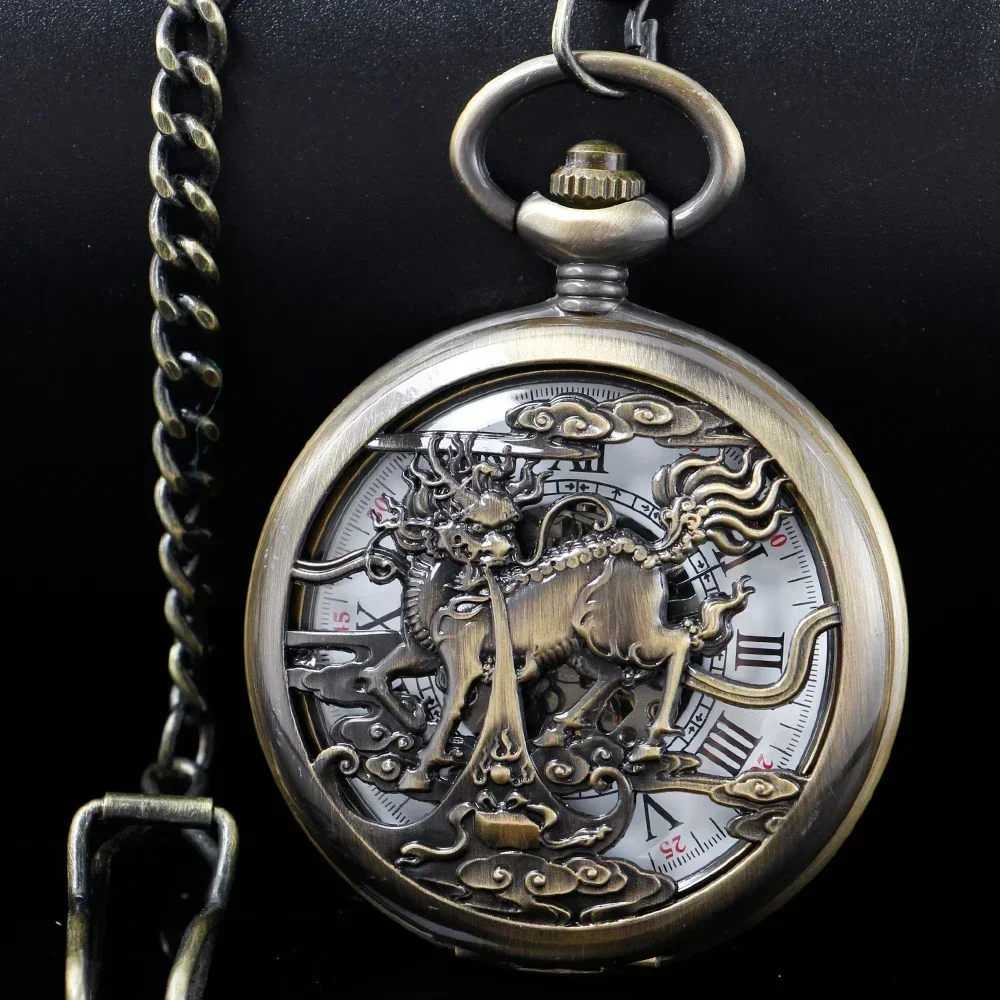 NEW Vintage Chinese Dragon Kylin Awesome Design Auto Mechanical Pocket Watches Pendant Nurse Watch Gifts for Men Women Senior