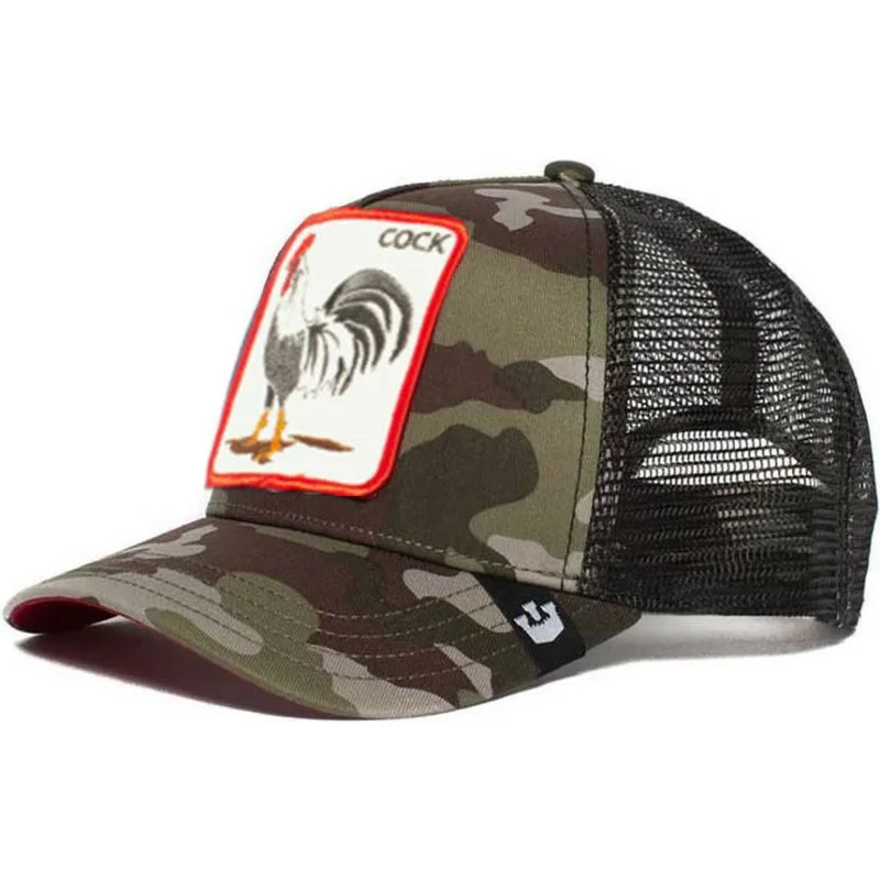 Animal embroidered baseball cap Cartoon grid Tiger buffalo chicken embroidered truck driver hat Men's hat suitable for outdoor t