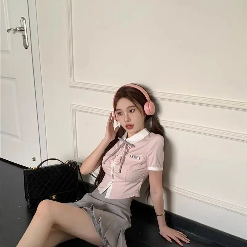 Japanese Korean Casual Chic Uniform Daily Jk Set Sweet Fashion Female Autumn Shirt Vest High Waist Short Plaid Skirt 2pc Set