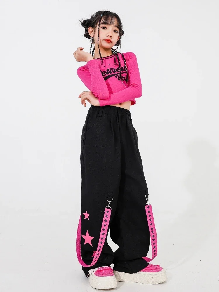 

Girls Street Dance Costume Hip Hop Clothes Streetwear Jazz Dancing Performance Clothing Kpop Outfit Crop Tops Pants DL11697