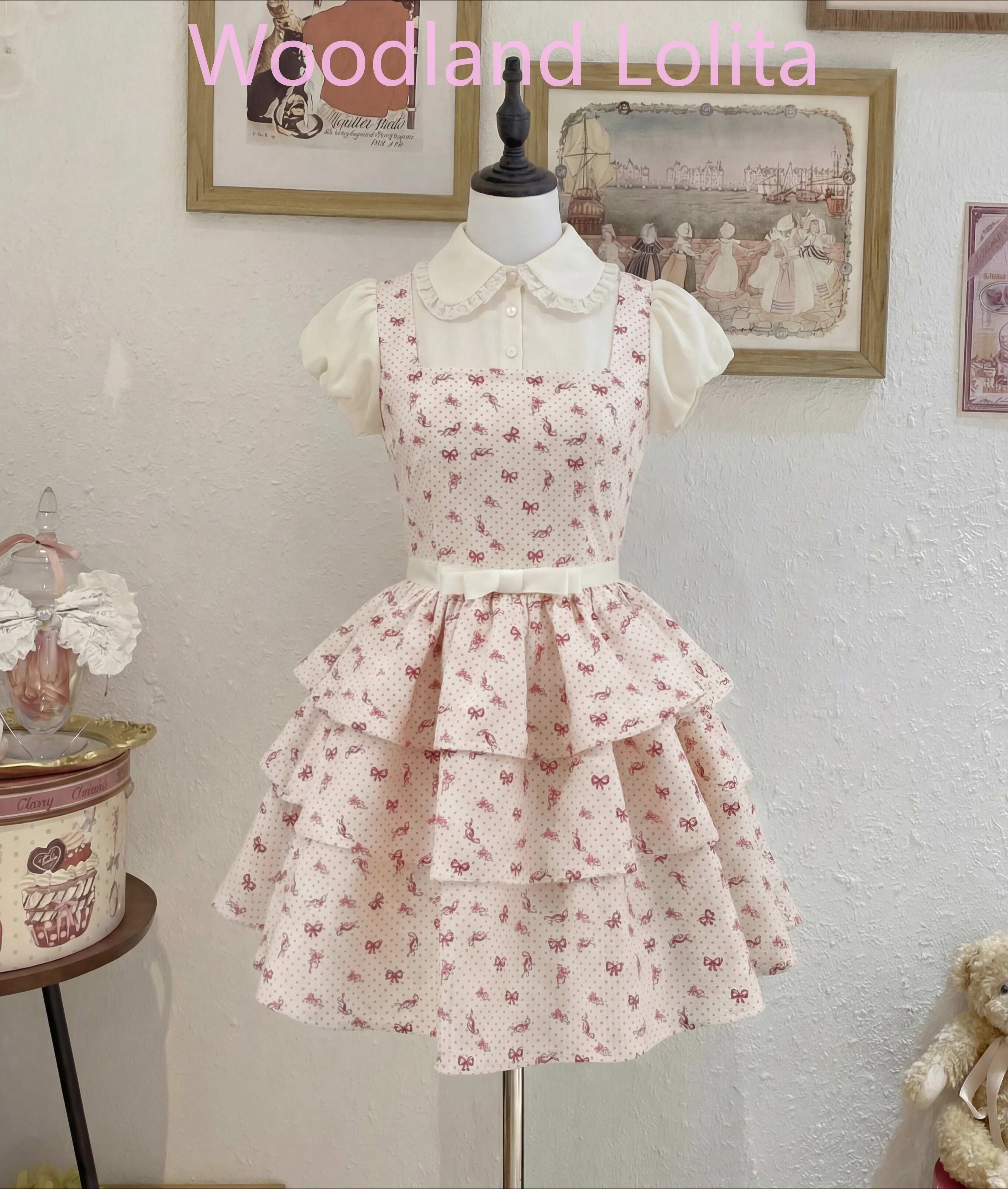 Vestido Mini de Verano con Estampado de Lunares Rosa Dulce Estilo Japonés para Mujer, Vestido Camisero de Manga Corta con Cuello de Muñeca, Diseño de Dos Piezas, Estilo Lolita