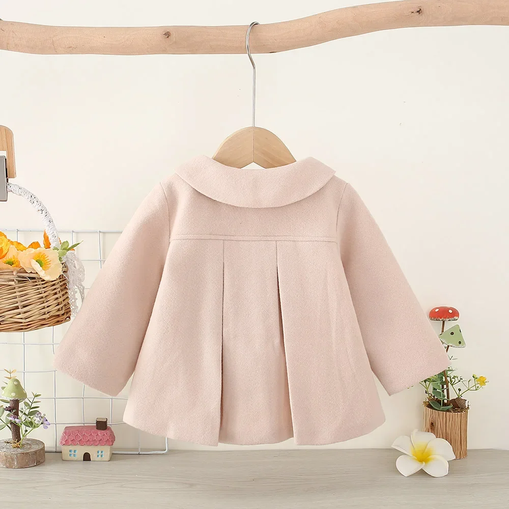 Spring and Autumn New Baby Girls Long Sleeve Coat Simple Solid Color Children\'s Clothing (0-2 Years Old)