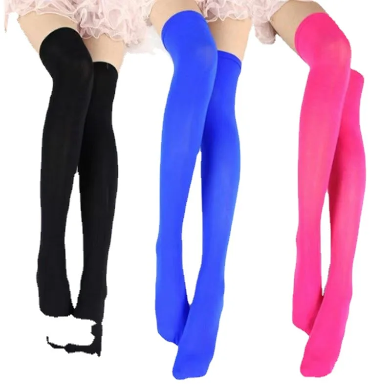 Youth Girls Tights Women Socks Pantyhose Velvet Candy Color Spring Summer Student Stockings