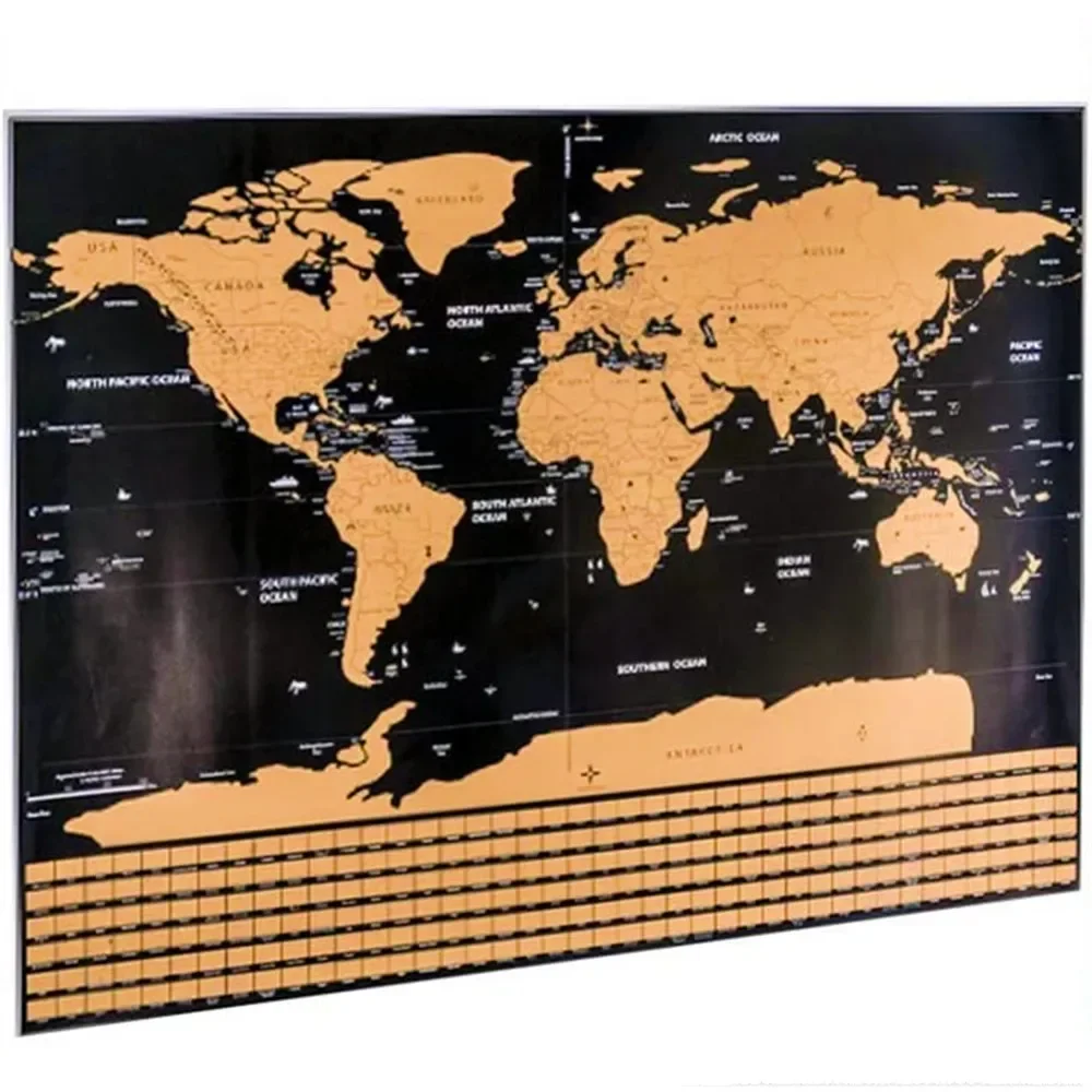 Drop Shipping Scratch World-Map Personalized Flag Travel Scratch Maps Mini Scratch Off Foil Layer Coating Maps Wall Art Poster