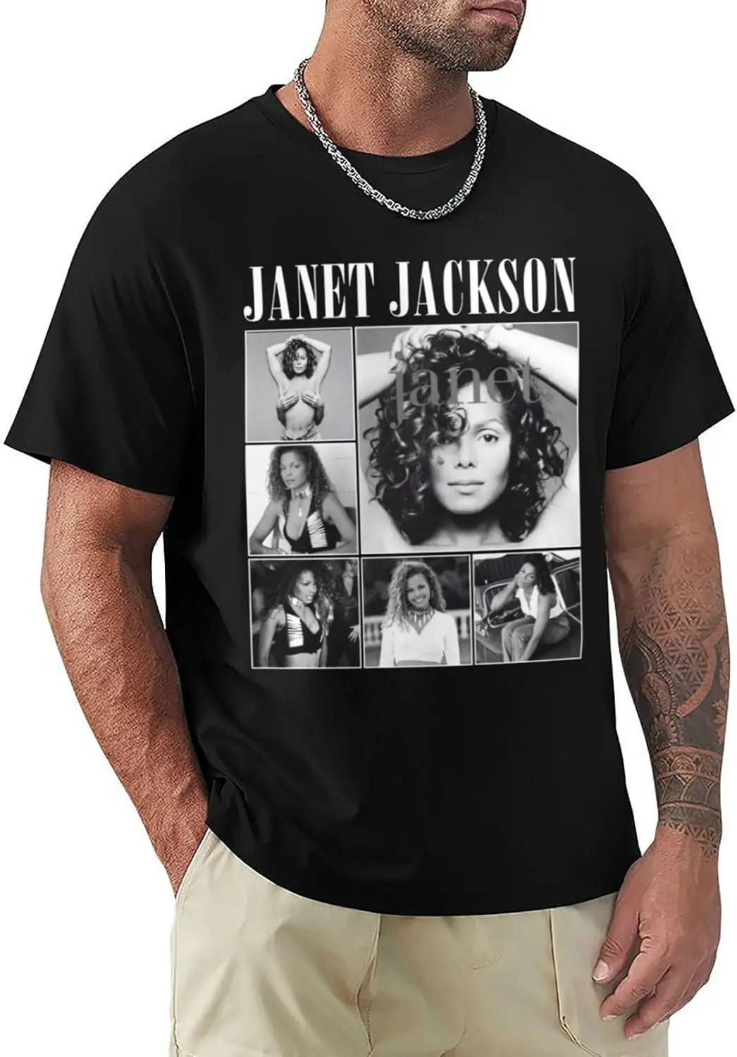 Janet Music Jackson Man's T Shirt Summer Classic Round Neck Tops Fashion Short Sleeve T-Shirts