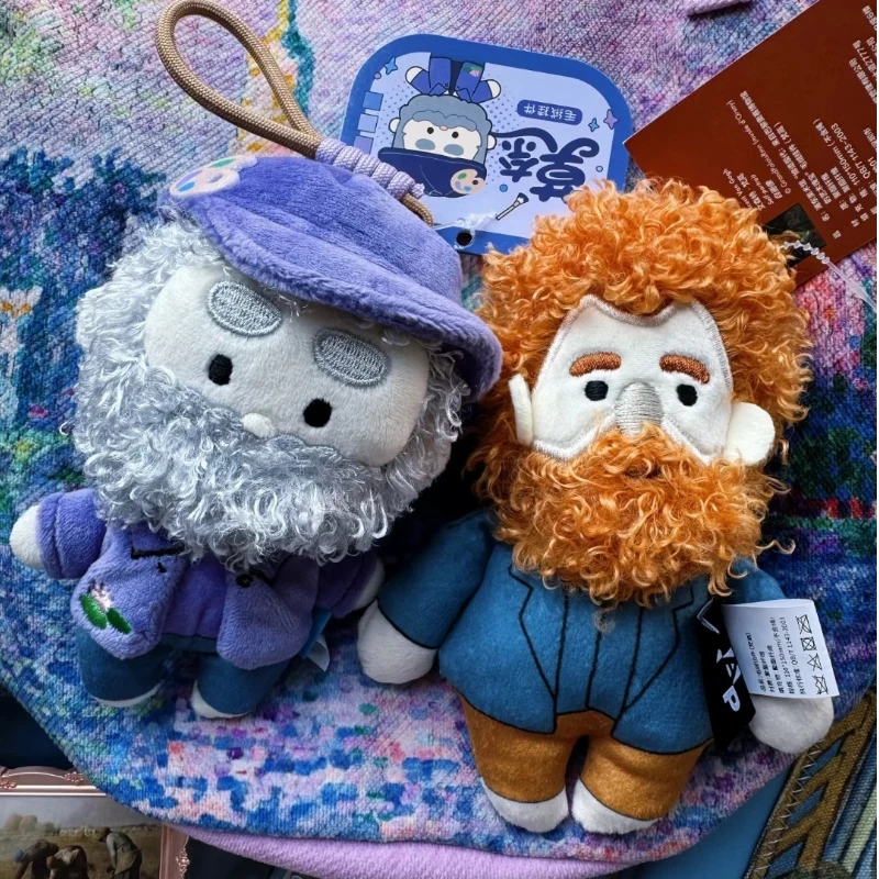 Genuine Monet Van Gogh Da Vinci Merch Plush Pendant Soft Stuffed Doll Cute Art Themed Keychain Bag Hanging Decor For Art Lovers