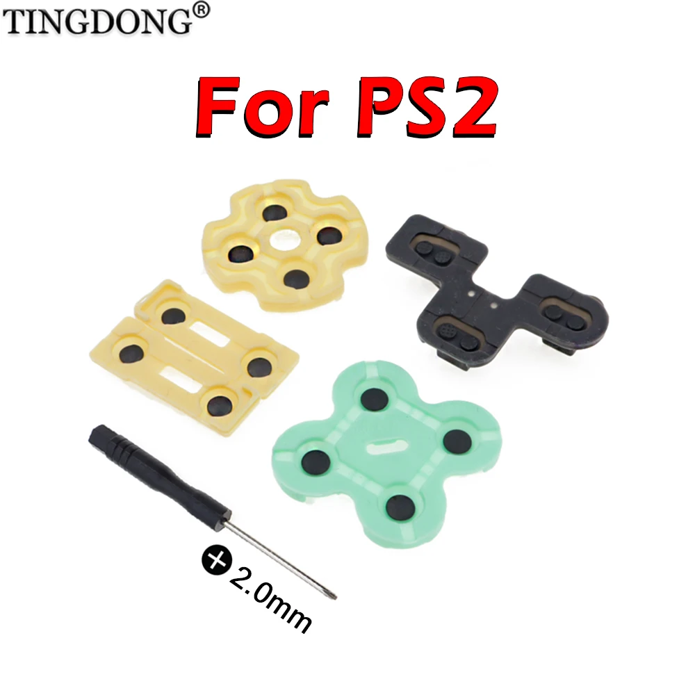 1/2/5Set Conductive Rubber Pads Button Repair Kit For PS2 DualShock 2 , Phillips Screwdriver For Fix Unresponsive Buttons