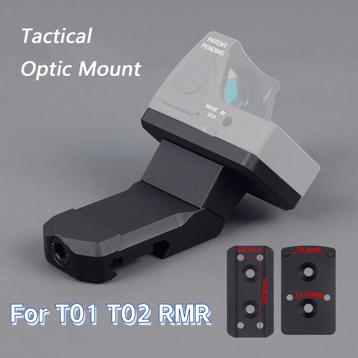 Metal 35/45 Degrees Offset Optical Side Mount For T01 T02 RMR Red Dot Sight Scope Base Bracket 20mm Rail Hunting Accessories