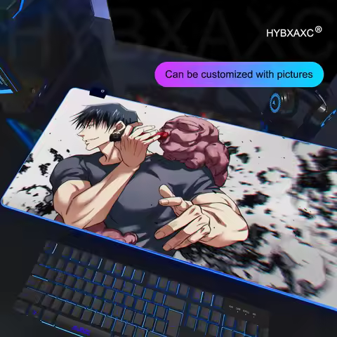 Japan Anime Mouse Pad RGB Gaming Toji Fushiguro Mouse Pad Desk Mat HD Gamer Large LED Light XXL MousePads PC Computer Carpet