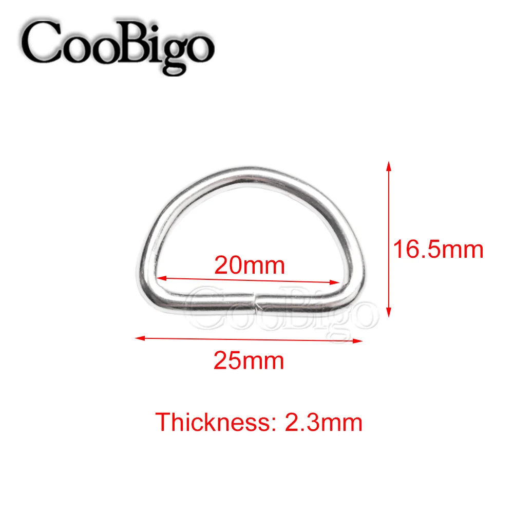 10pcs Dee D Ring Buckle Clasp Handbag Purse Strap Belt Bag Backpack Dog Collar Chain Buckles DIY Accessories Thickness 20mm