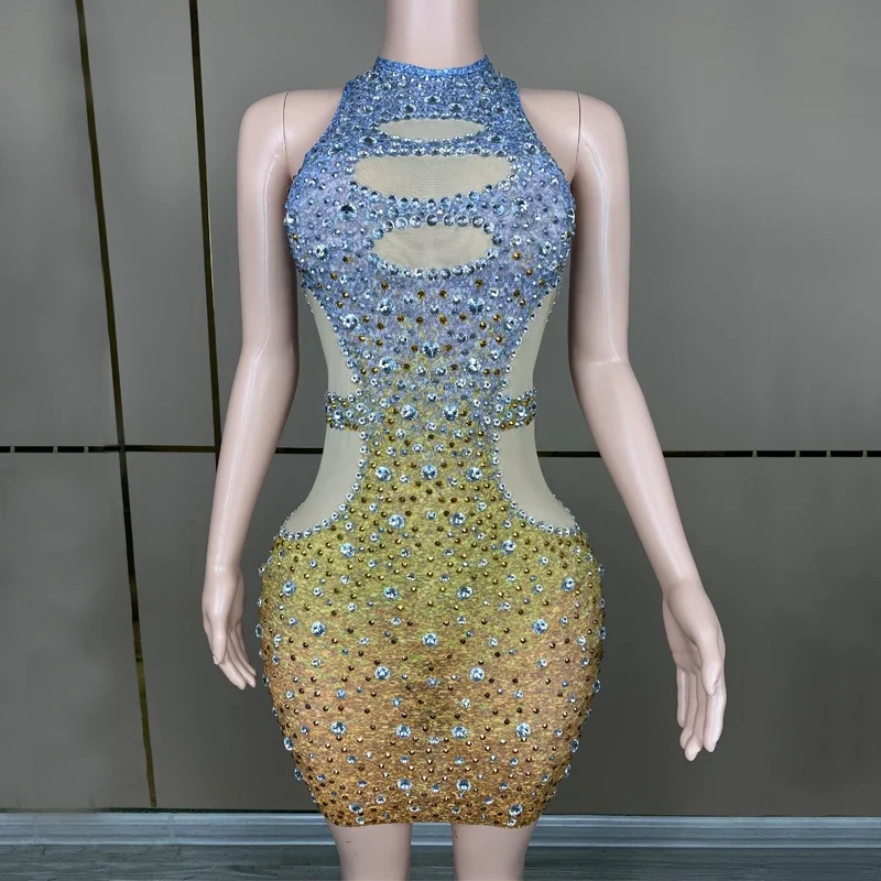 ชุดเดรสปักเลื่อมสองสีสำหรับผู้หญิง ชุดราตรีงานปาร์ตี้ ชุดฉลองวันเกิด ชุดแสดงบนเวที ชุดเทศกาล รุ่น XS6957