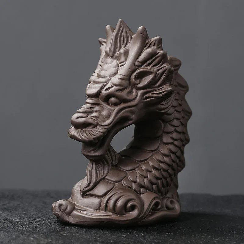 

Purple Clay Backflow Incense Burner Craft Ornament Creative Small Chinese Style Dragon Sandalwood Backflow Incense Burner