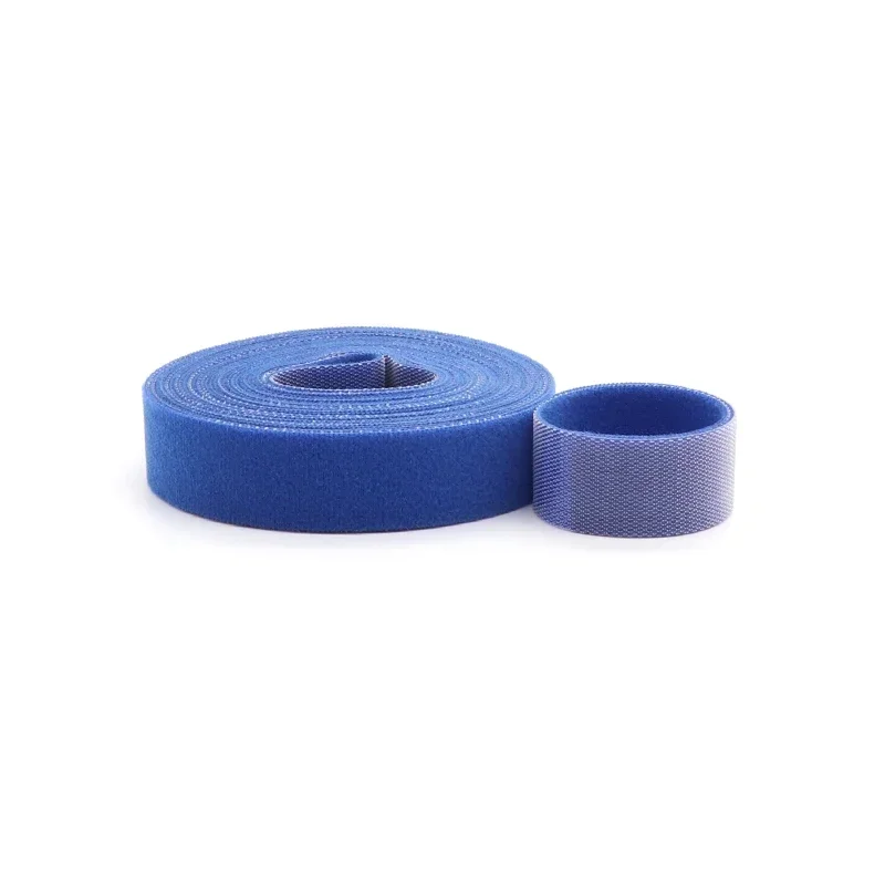 Blue Cable Ties Reusable Loop Bundle Self Adhesive Blue Nylon Strap Organizer Clip Wire Holder Management Fastening Tape