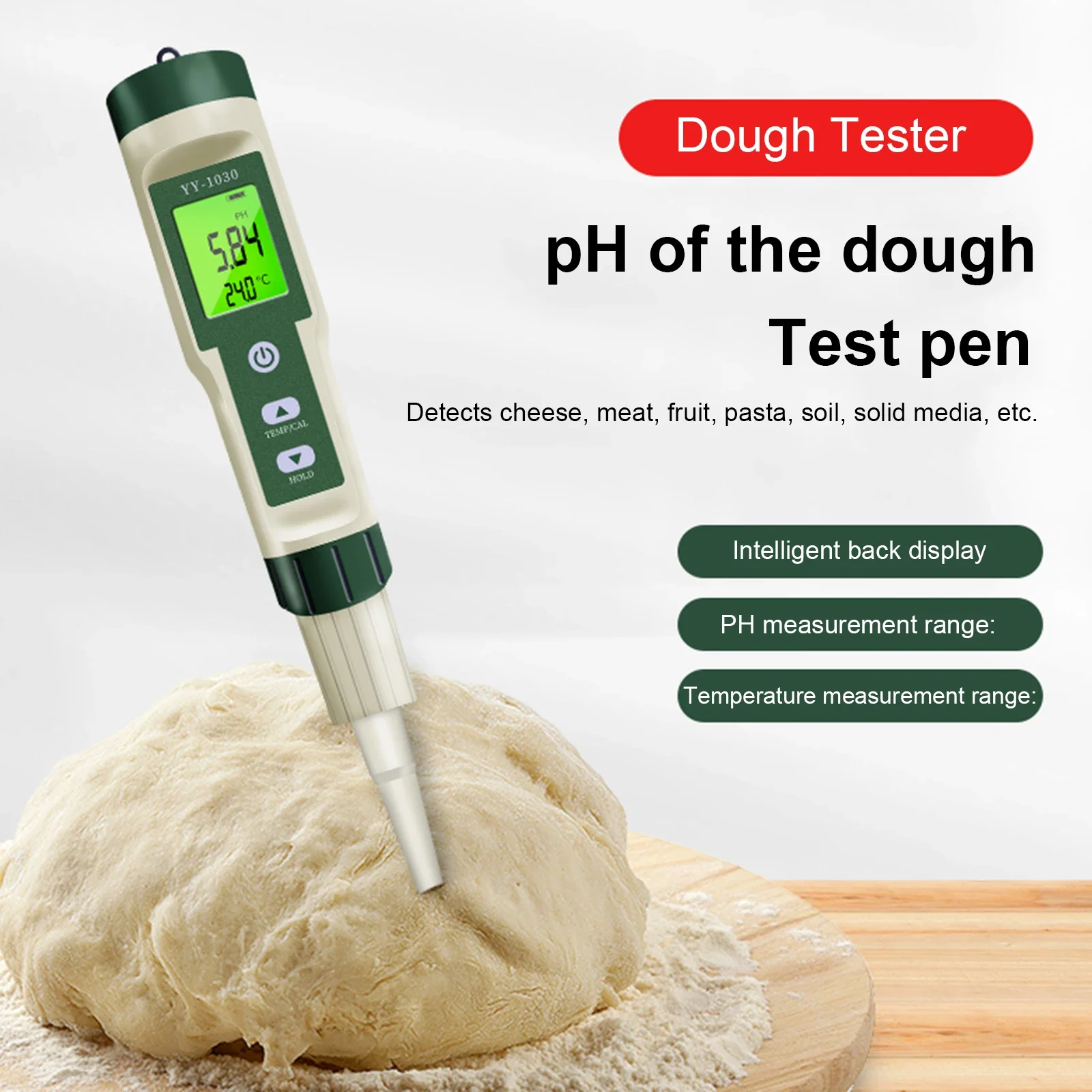 Food Acidity Ph Meter Bluetooth Digital Ph Meter High Accuracy Waterproof Ph Tester with Smart Sensor Temperature Led Display