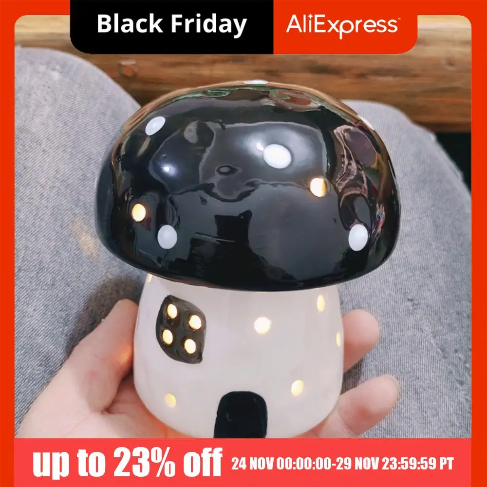 

Table Decor Lamp Mushroom Night Light Sleeping Nordic Bedside Night Light LED Eye Protection Ceramic Night Light Girl Heart