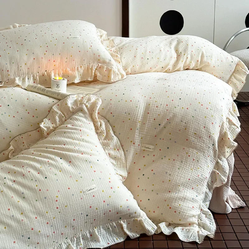 Pure Cotton Printed Double-Layer Yarn Quilt Cover Luxury Nude Sleeping Duvet Cover for Kids Adults Single Double Size Bedding