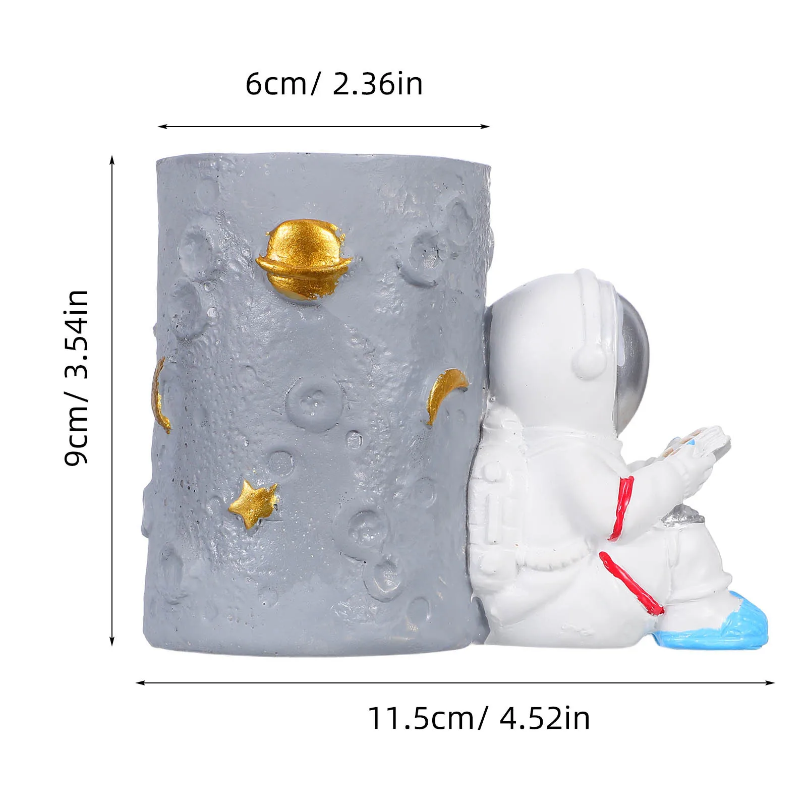 حامل قلم رائد الفضاء مصنوع من الراتنج منظم سطح المكتب الإبداعي لتخزين أقلام الرصاص لهدايا المدارس والمنزل والمكتب